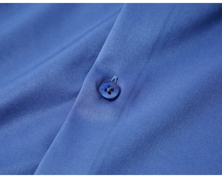 Men's Silk Touch Long Sleeve Non-iron Dress Shirt Without Pocket Stretchy Silky Regular Fit Wrinkle Free Business Casual Shirts