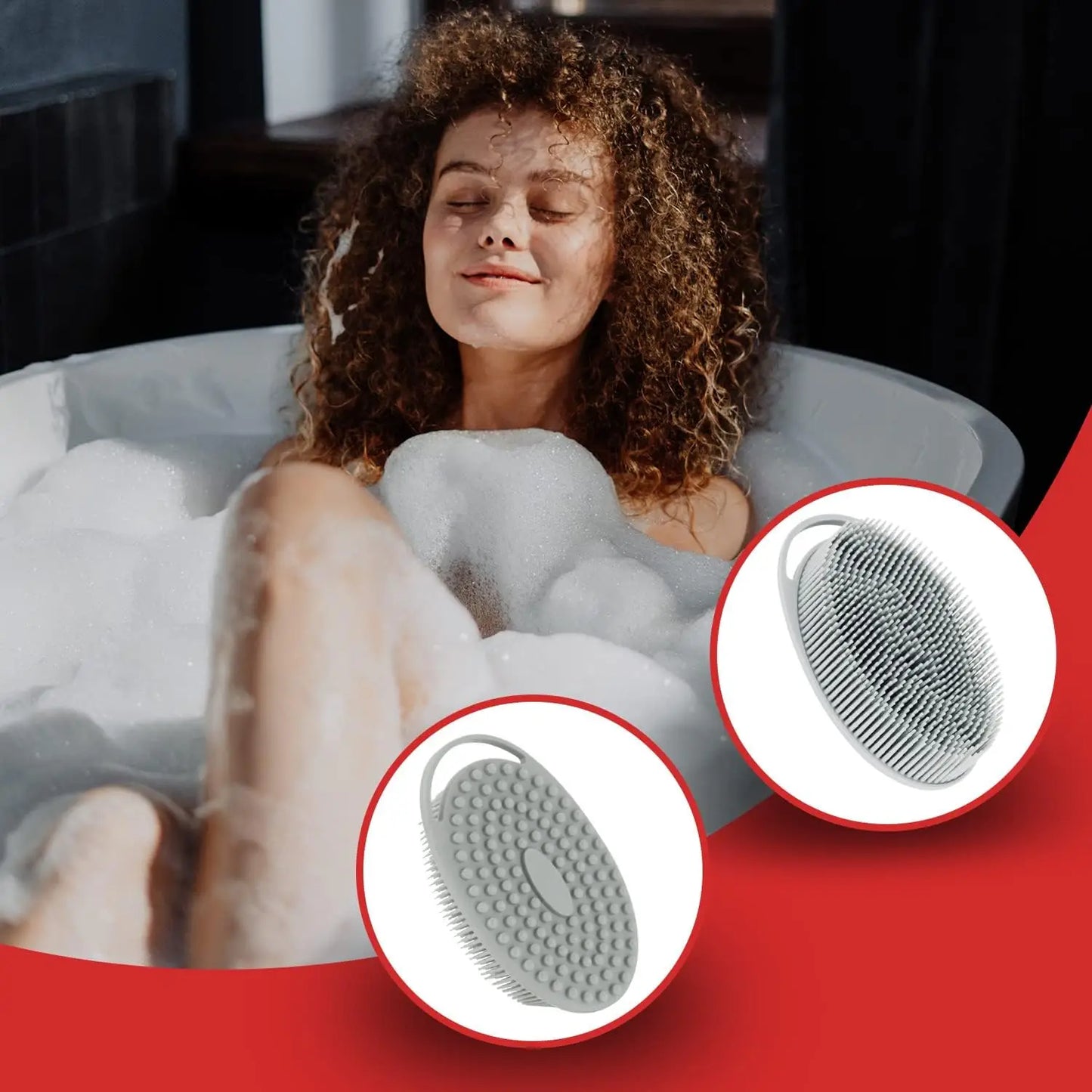 2 in 1 Soft Silicone Body Brush Wash Bath Shower Exfoliating Skin Fit For Baby Bath Shampoo Facial Massage Brush