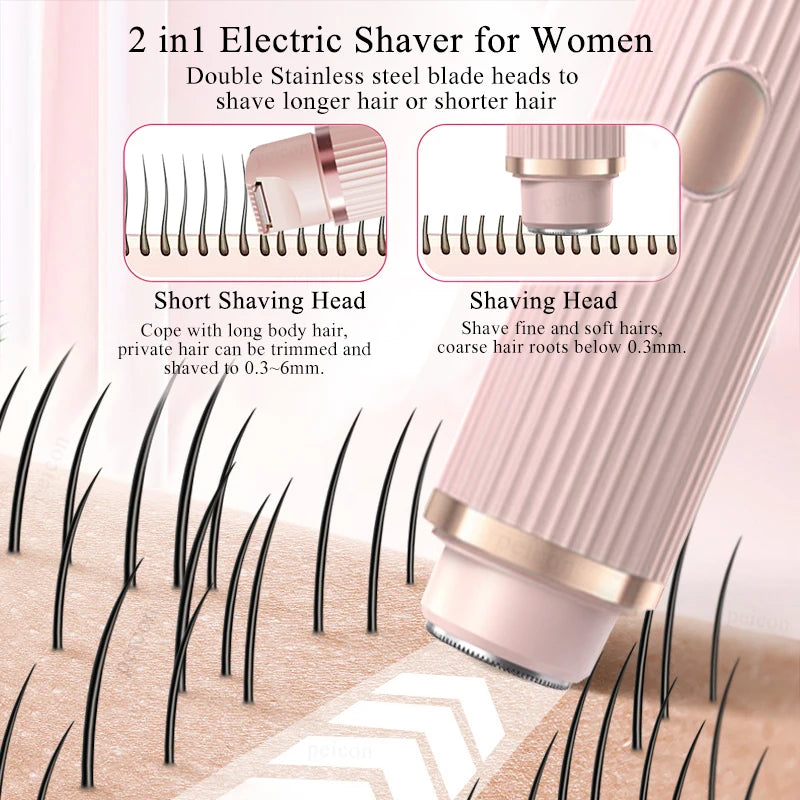 Hair Clipper Women Face Bikini Facial Body Epilator Female Leg Underarm Razors Electric Shaver Rechargeable Double Head Trimmer