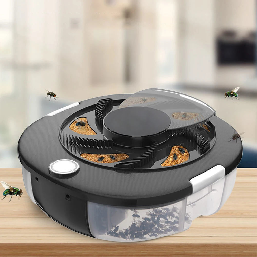 USB Electric Fly Trap with Baits Household Fly Catcher Quiet Gnat Flying Insect Trap for Indoor Home Kitchen Garden