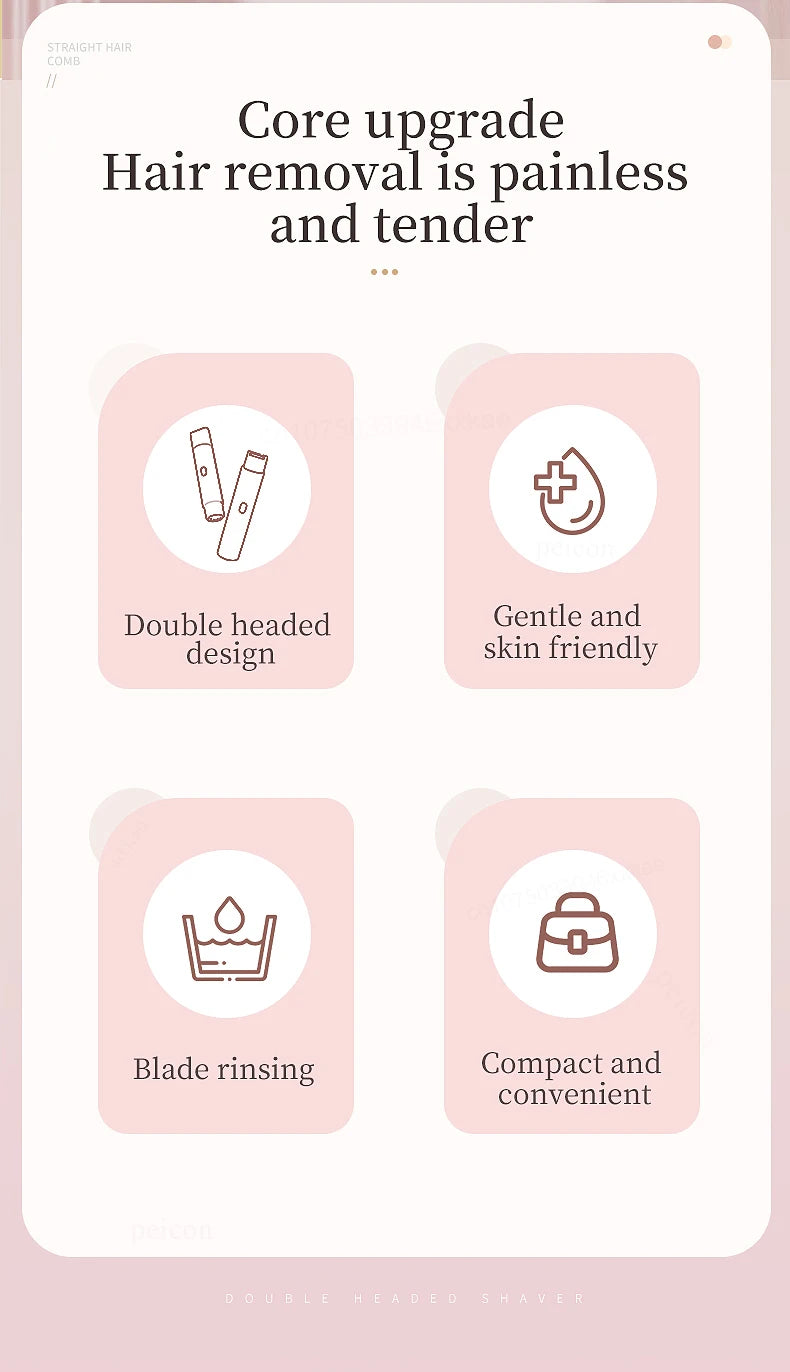 Hair Clipper Women Face Bikini Facial Body Epilator Female Leg Underarm Razors Electric Shaver Rechargeable Double Head Trimmer