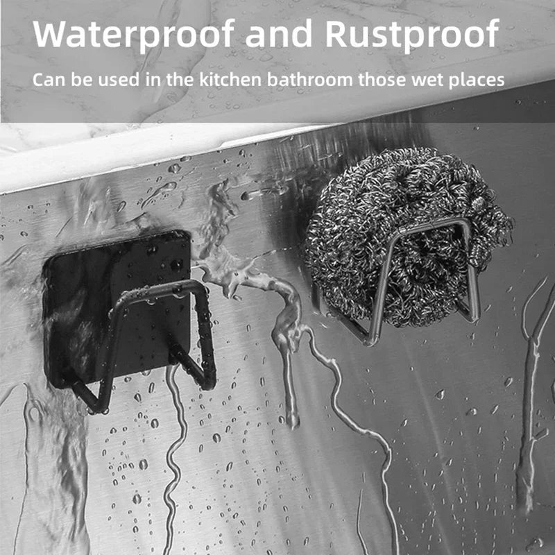 5/1pcs Stainless Steel Sink Sponges Holder Self Adhesive Drain Drying Rack Shelf Household Wall Hooks Kitchen Storage Organizer