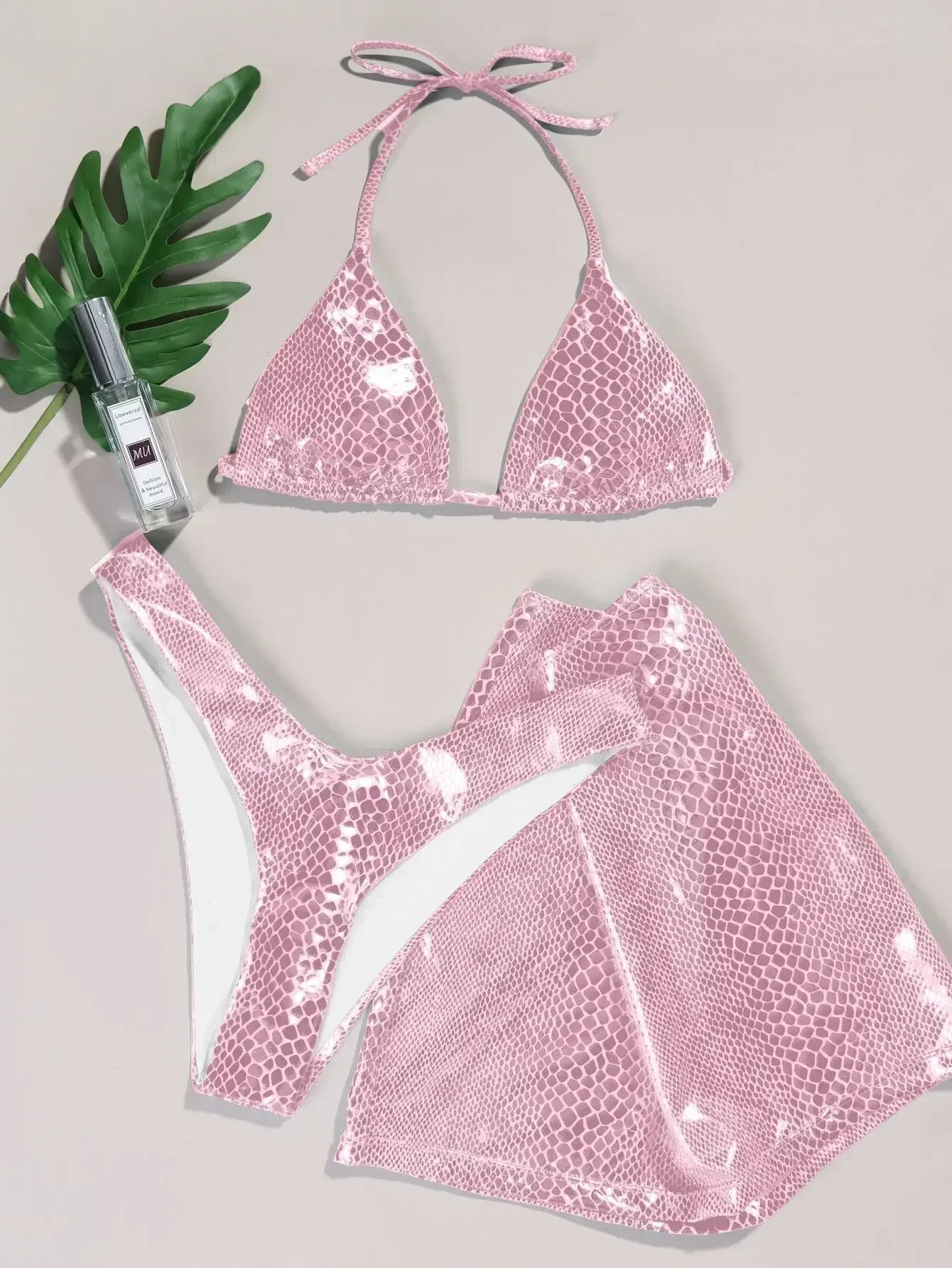 European and American swimsuits bikini women shiny sexy neck halter swimsuit