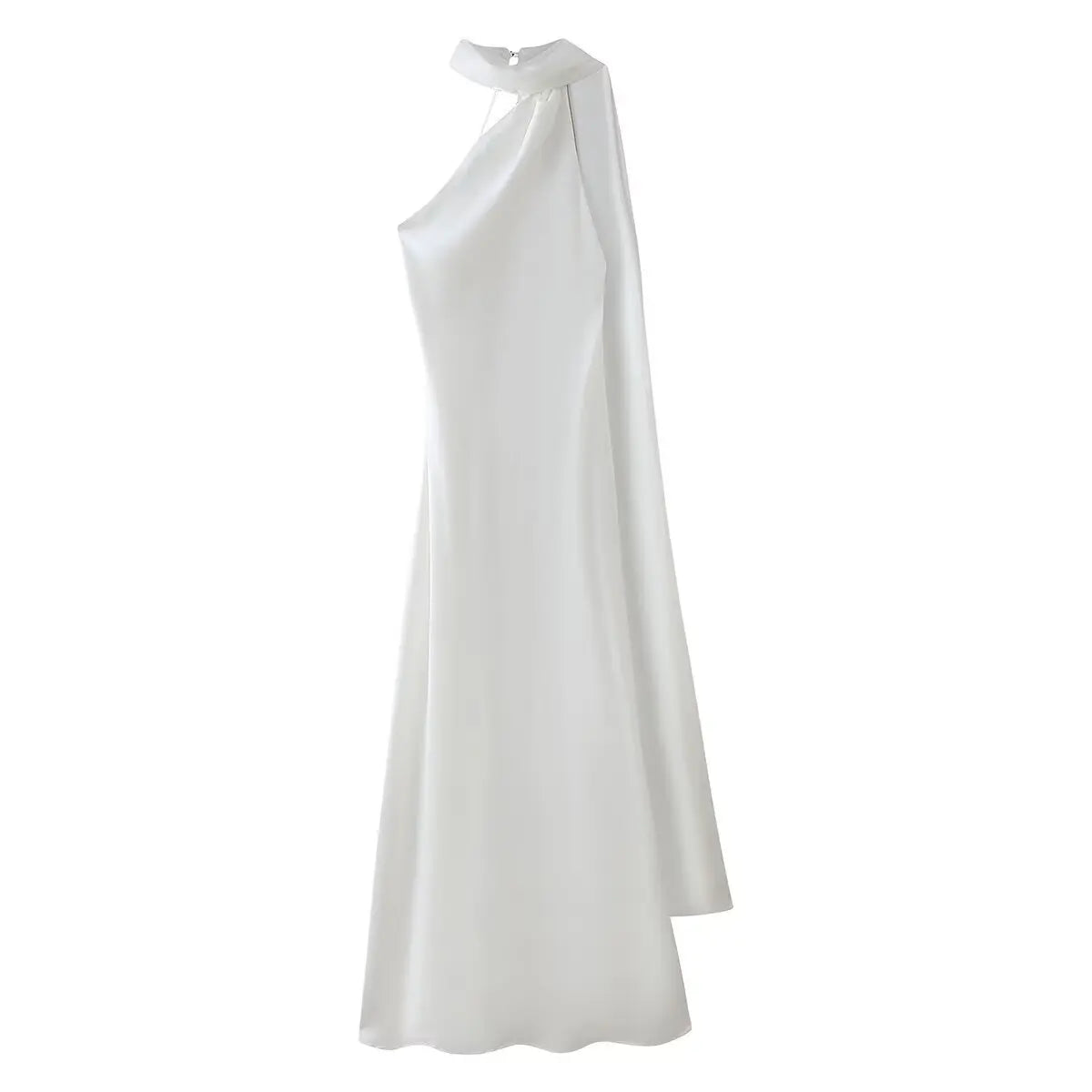 VEITCHE Elegant Women's Soft Silk Satin Long Dress Halter Backless Sleeveless Ribbon Maxi Dresses 2025 Summer Lady Party Gowns