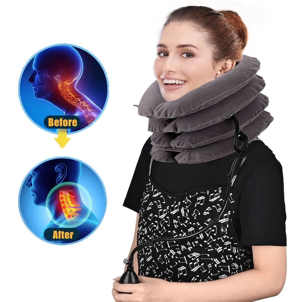 Dropshipping Inflatable Cervical Retractor Neck Massager Air Cervical Traction Neck Stretching Brace Soft Neck Cervical