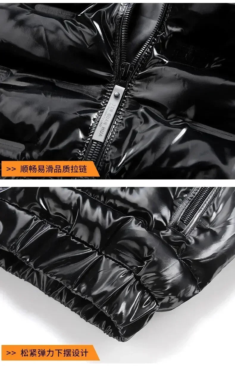 Thermal Coats Mens Thick Warm Glossy Shiny Jackets Brand Outwear Men's Clothing Winter Men's Hooded Parkas Windbreaker Fashion