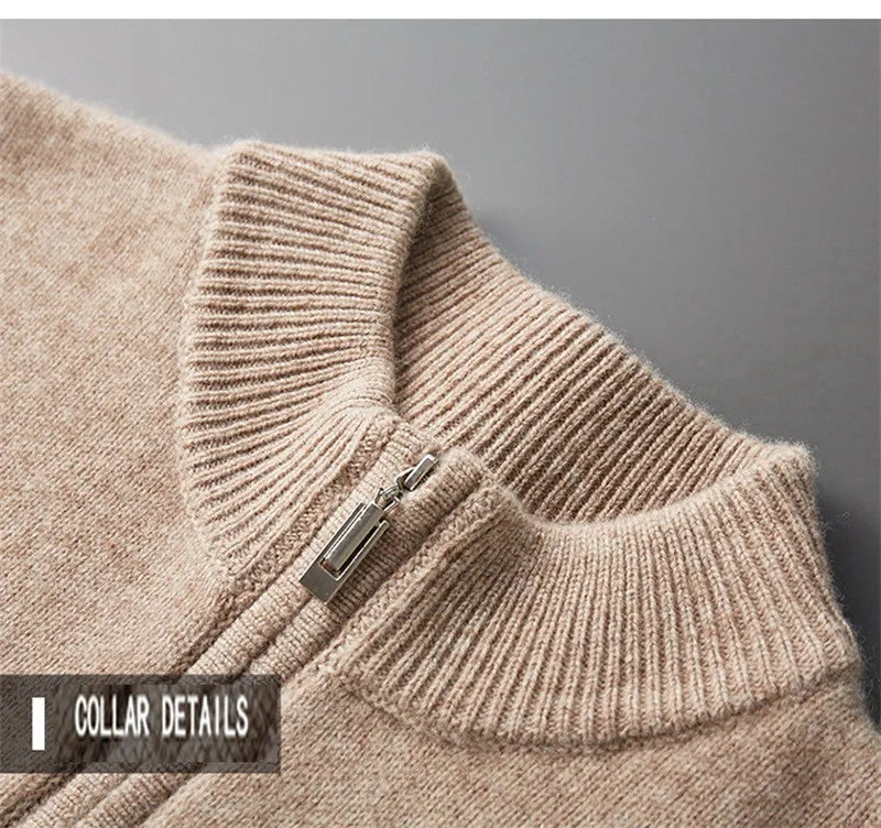 100% Soft Cashmere Men's Clothing Sweater Half-High Zipper Pullover Autumn Winter Warm Basic Knitted Jumper Pull Homme