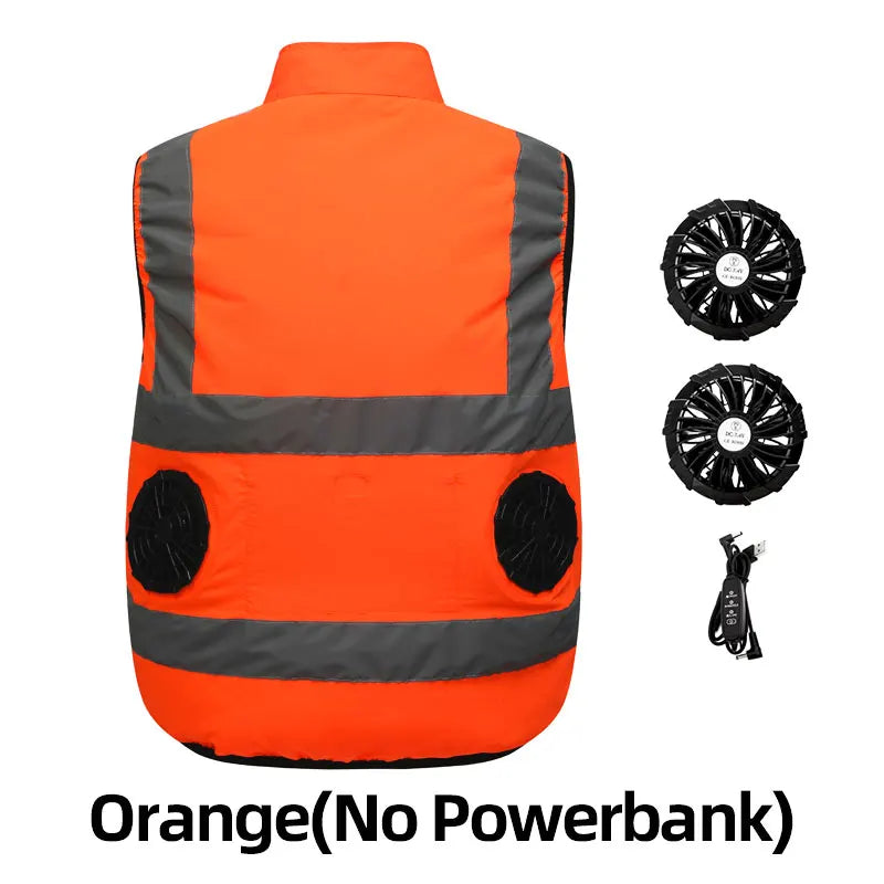 Summer Worker Cooling Vest Men Fan Vest Air Conditioning Clothes Luminous Fan Work Clothes Usb Fan Jacket Body Cooling Clothes