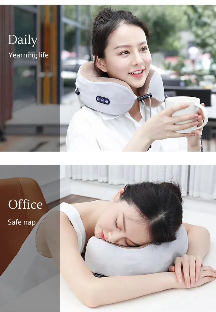 Multifunctional Portable U Shaped Electric Neck Massager Pillow Shoulder Cervical Outdoor Home Car Relaxing Massager