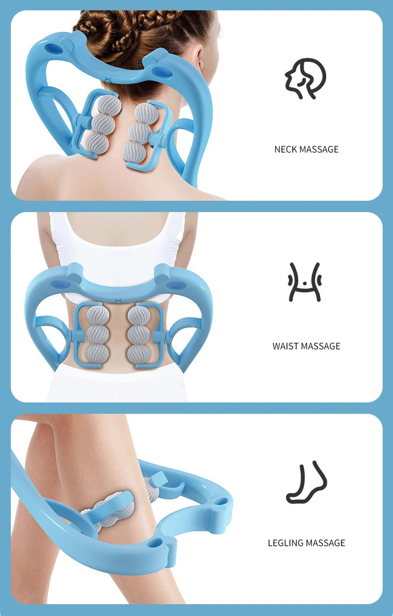 Plastic Neck Massager Therapy Neck and Shoulder Dual Trigger Point Roller Self-Massage Tool Relieve Hand Pressure Deep Massage