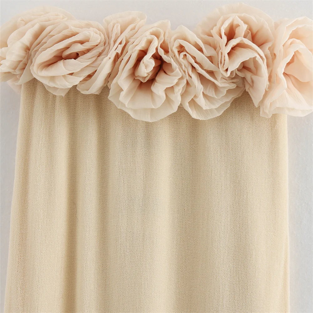 PB&ZA 2024 Spring New Women's Fashion Style Casual Loose Versatile Knitted Flower Bra Long Dress