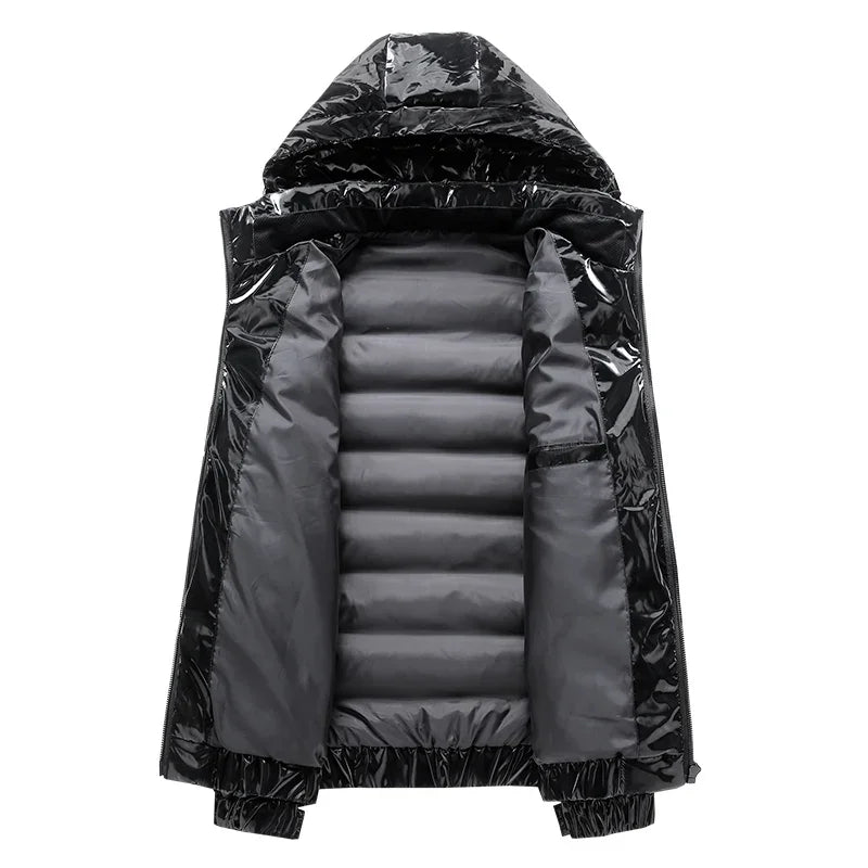 Thermal Coats Mens Thick Warm Glossy Shiny Jackets Brand Outwear Men's Clothing Winter Men's Hooded Parkas Windbreaker Fashion