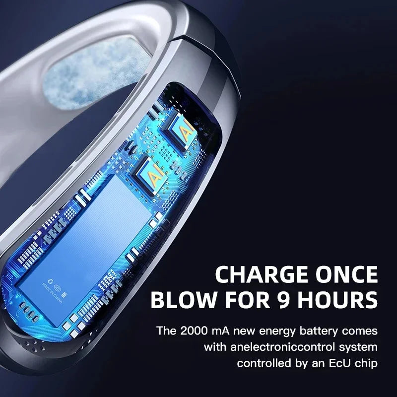 Xiaomi Youpin USB Hanging Neck Fan Portable Bladeless Mini Rechargeable Mute LED Digital Display Electric Fans Air Cooler New Mi