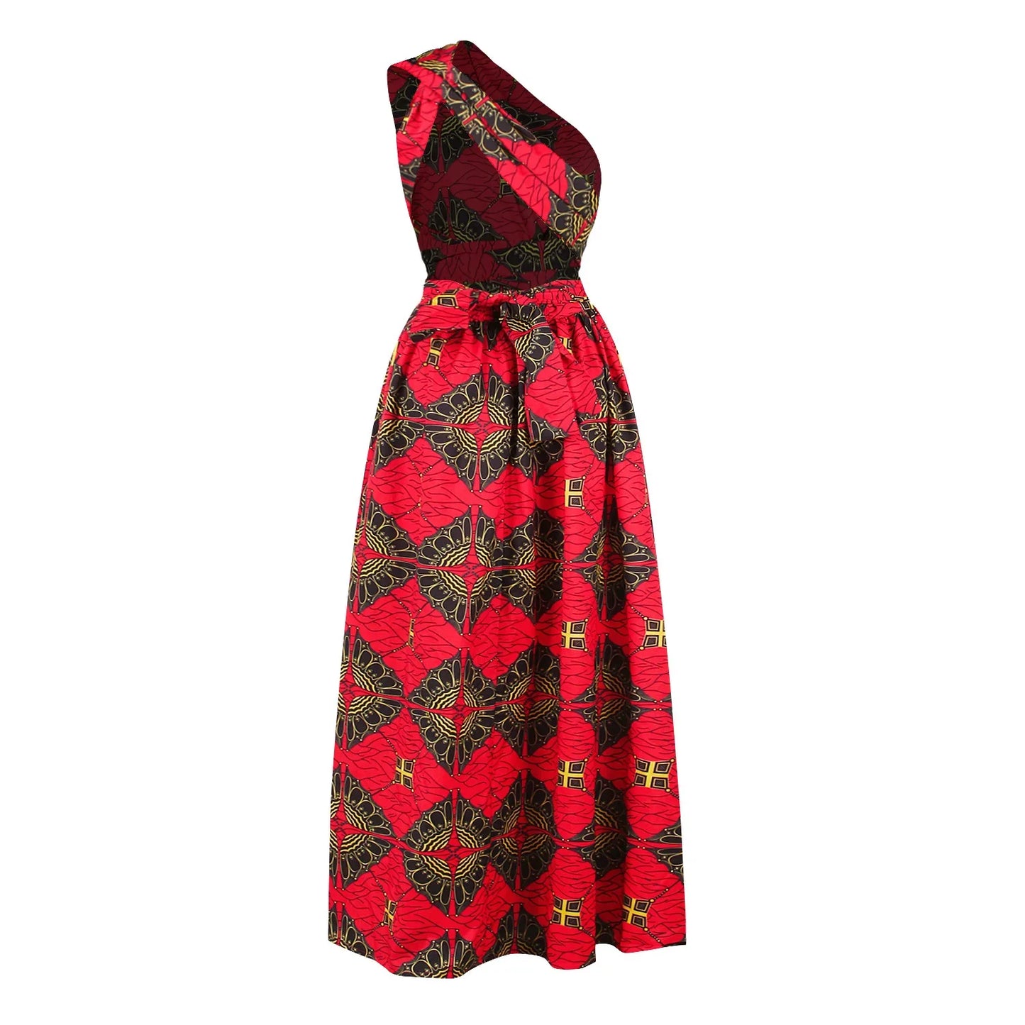 Sexy Sleeveless Dress Women Fashion Off Back African National Print Lady Party Dresses Vintage Casual Long Dress Africa Clothing