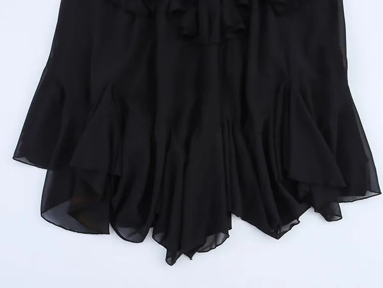 TRAF Tierred Long Dress Women Summer Sexy Backless Sleeveless Female Tulle Lightweight Midi Dresses Female Chic Dresses
