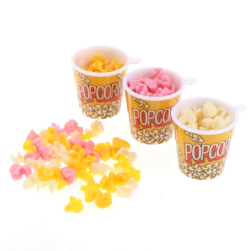 1/12 Scale Miniature Dollhouse Food Mini Popcorn Bucket for Doll House Kitchen Snack Shop Decor Kids Toys