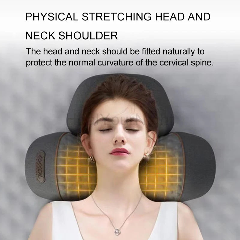 Electric Neck Massage Pillow Heating Vibration Neck Massager Back Cervical Traction Relax Sleeping Memory Foam Spine Support