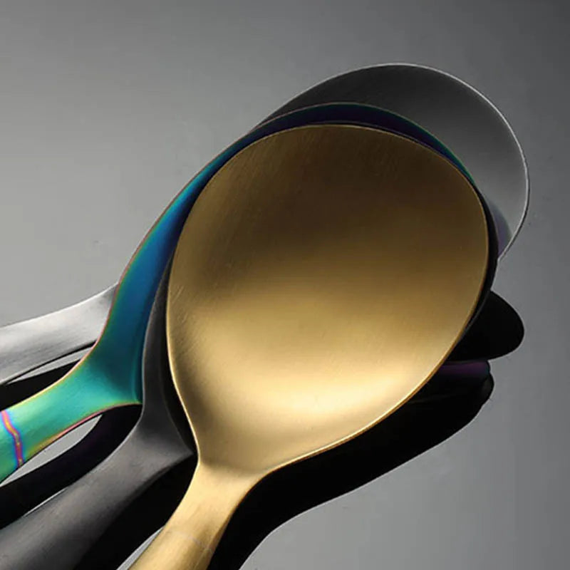 Thicken Stainless Steel Rice Scoop Multi-purpose Long Handle Scoops Buffet Serving Spoon Soup Spoons Household Kitchen Gadgets