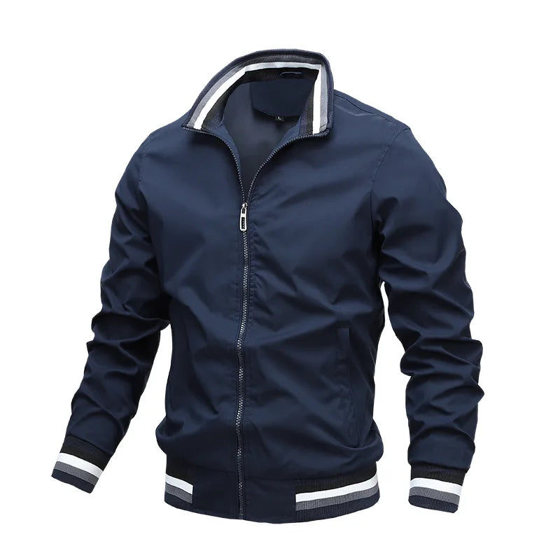 Quality Bomber Casual Jacket Men Autumn Zipper Outerwear Mandarin Sportswear Mens Jackets for Male Windbreaker Coats Spring