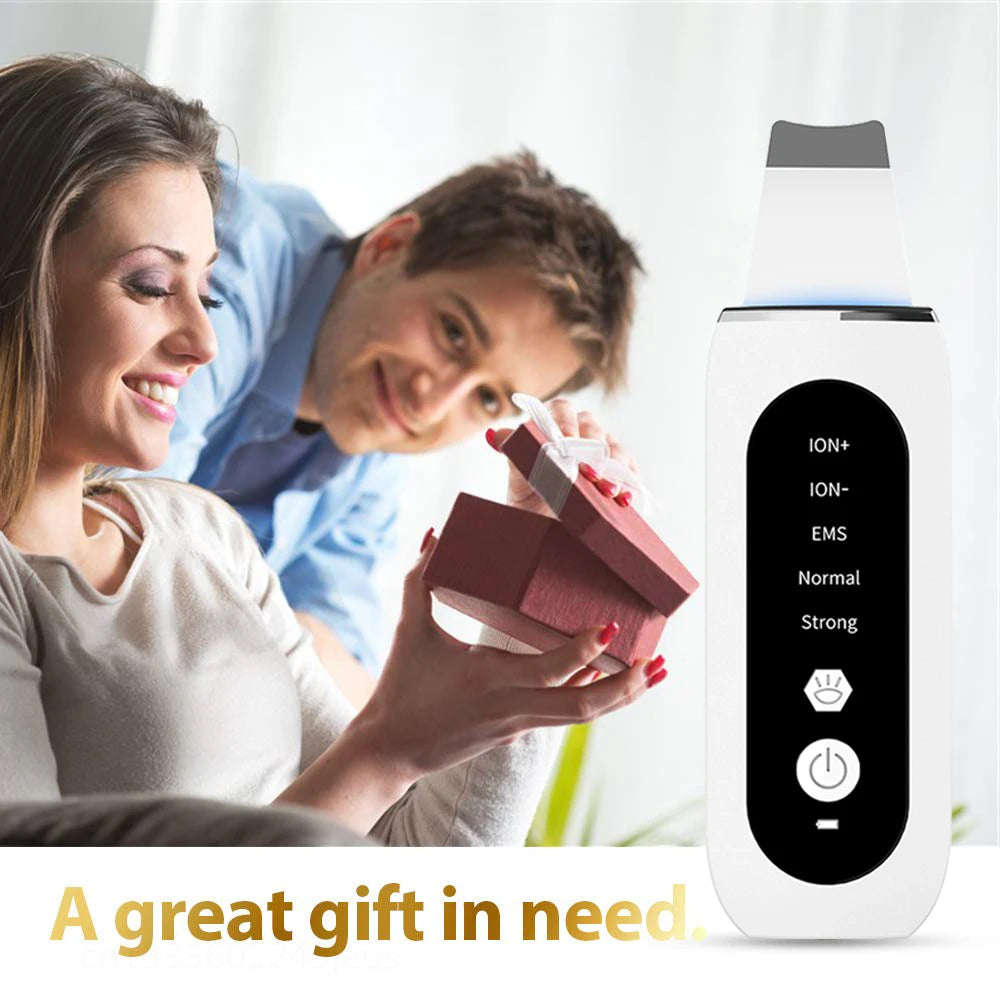 Ultrasonic Skin Scrubber Peeling Acne Blackhead Remover Ultrasonic EMS Ion Acne Pore Face Deep Cleaning Facial Shovel Cleaner