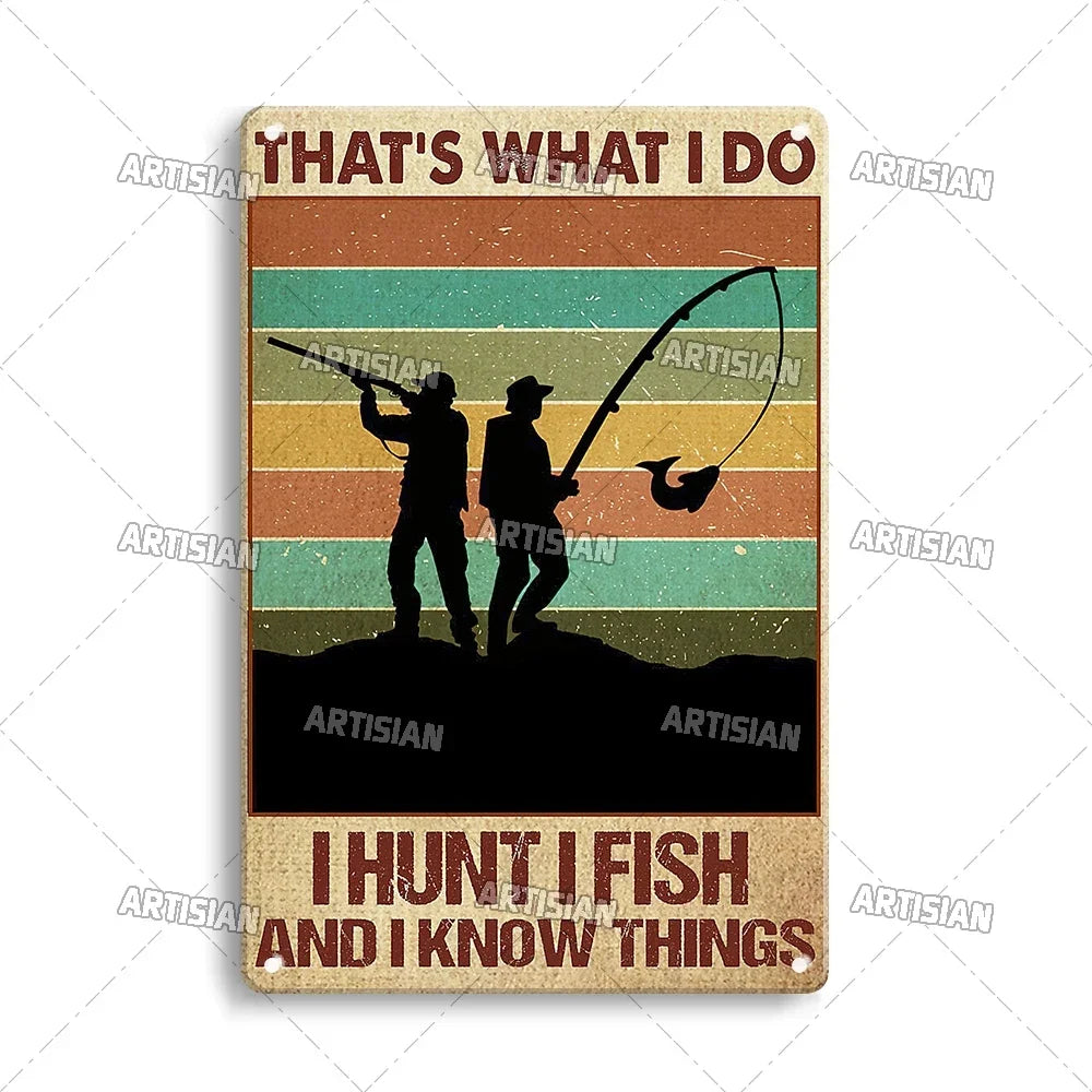 Artisian Fishing Metal Poster Sport Tin Sign Lure Bait Decorative Plaque Wall Decor Garage Bar Pub Club Hotel Cafe Kitchen Home