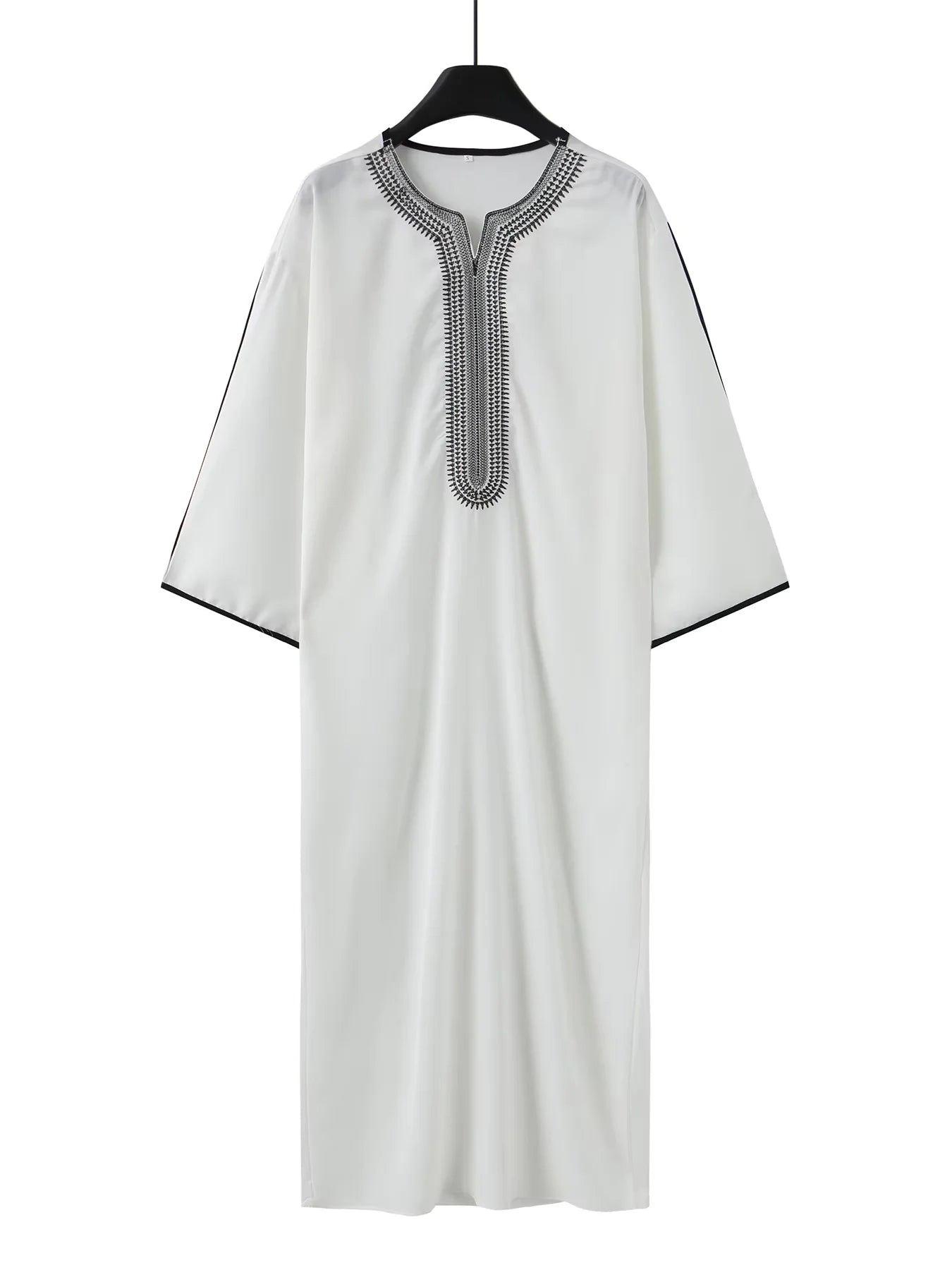 Muslim ethnic style men's long robe, Eid al Fitr formal attire, round neck embroidered men's robe, various colors men's robe