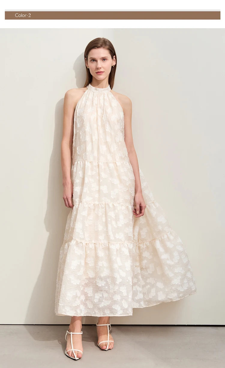 Amii Minimalism 2024 Summer New Loose Long Dress Sleeveless Large A-line Chiffon Jacquard Elegant Dresses for Women 12452064