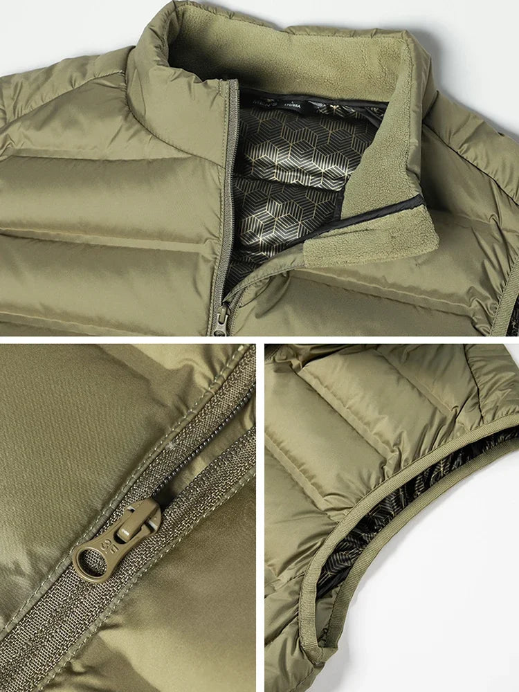 90%White Duck Down Winter Couple Vest Sleeveless Puffer Jacket Graphene Liner Stand Collar Warm Down Gilet Coats Big Size 8XL