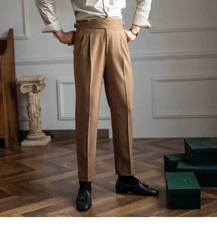 2023 Autumn/winter New Italian Style High-waisted Straight-leg Long Pants Casual Versatile Trousers For British Men