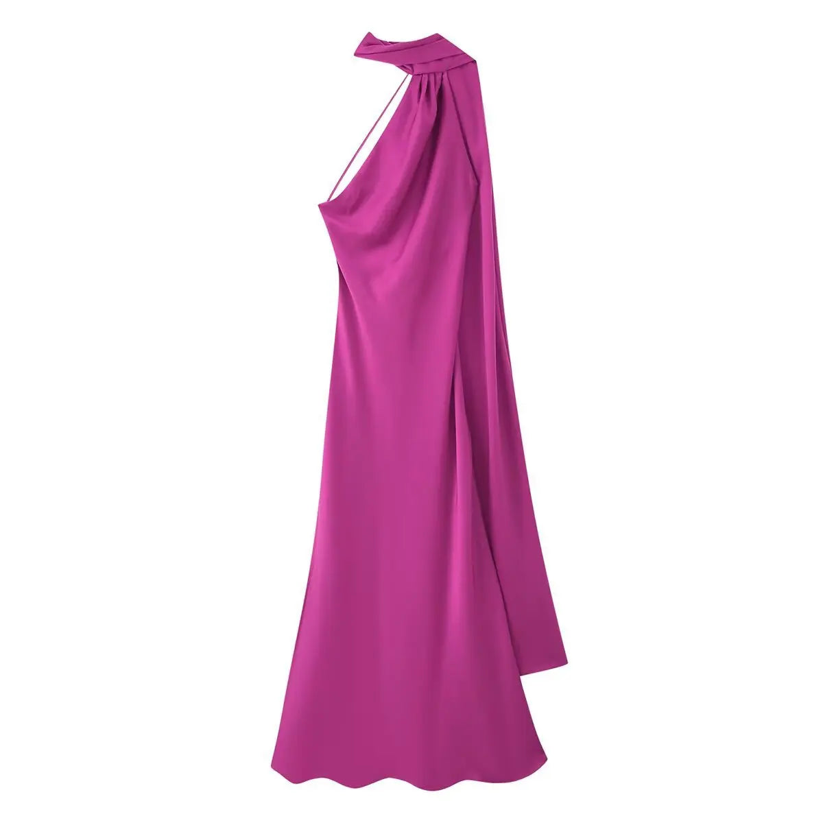 VEITCHE Elegant Women's Soft Silk Satin Long Dress Halter Backless Sleeveless Ribbon Maxi Dresses 2025 Summer Lady Party Gowns