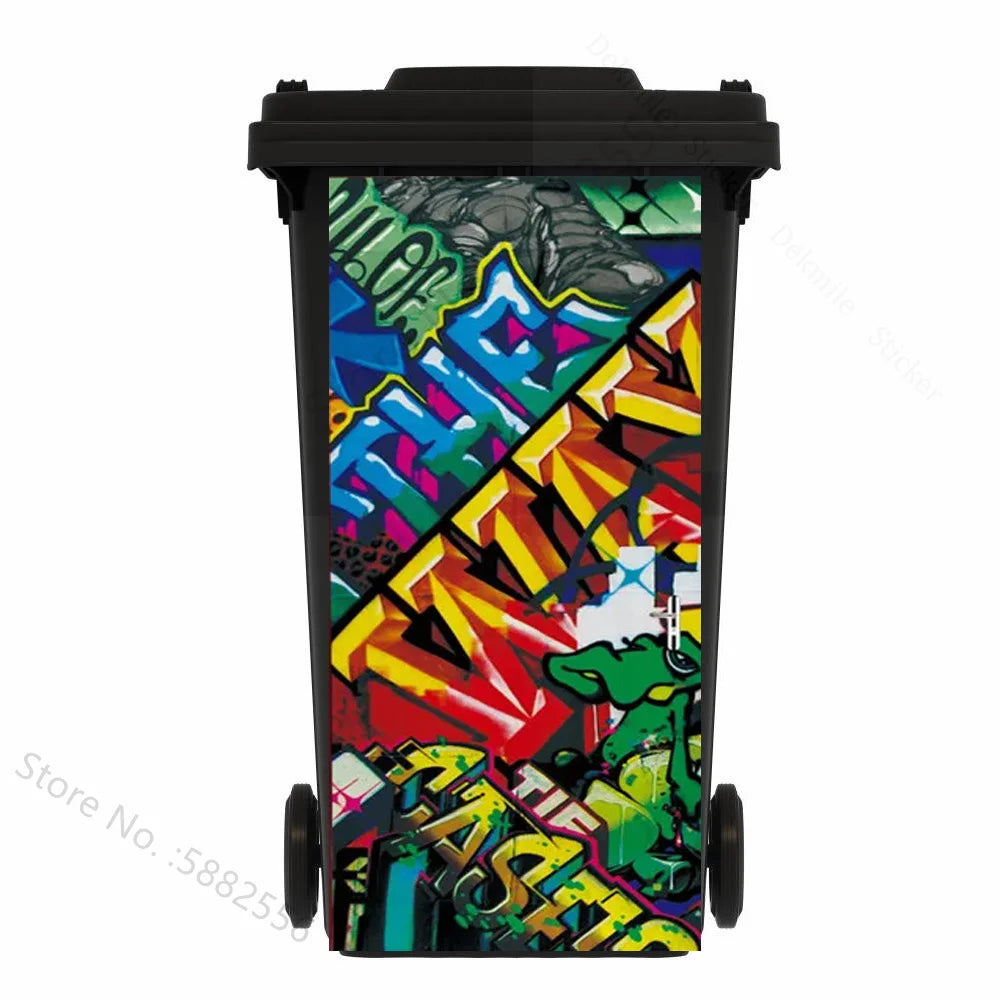 Custom Size Self-adhesive PVC Trash Can Sticker Waterproof Wallpaper Garbage Bin Renovation Cover Decal Mural For Kitchen Decor