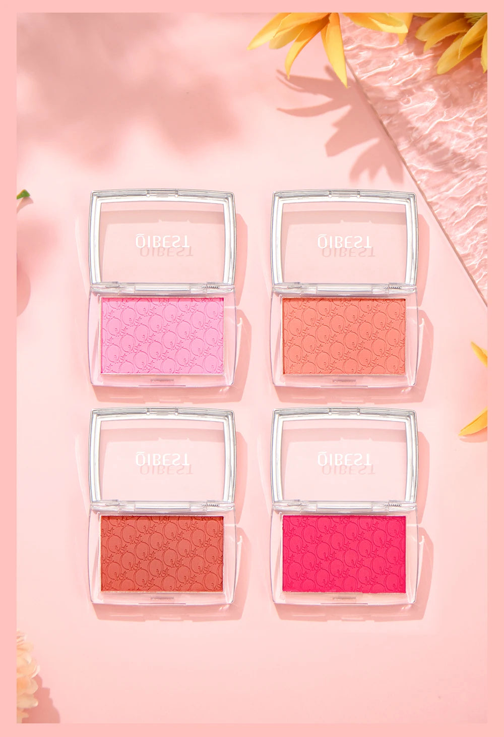 QIBEST Natural Cream Blush Palette Makeup Long-Lasting High Pigment Face Blusher Powder Facial Cheek Tint Rouge Women Cosmetics
