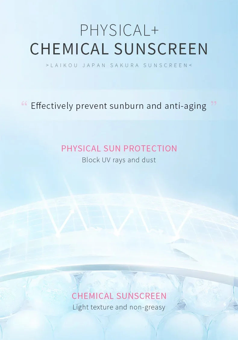 LAIKOU Sakura Sunscreen Spf50 Moisturizer Protector Facial Sun Block Isolation Lotionbloqueador solar faciales