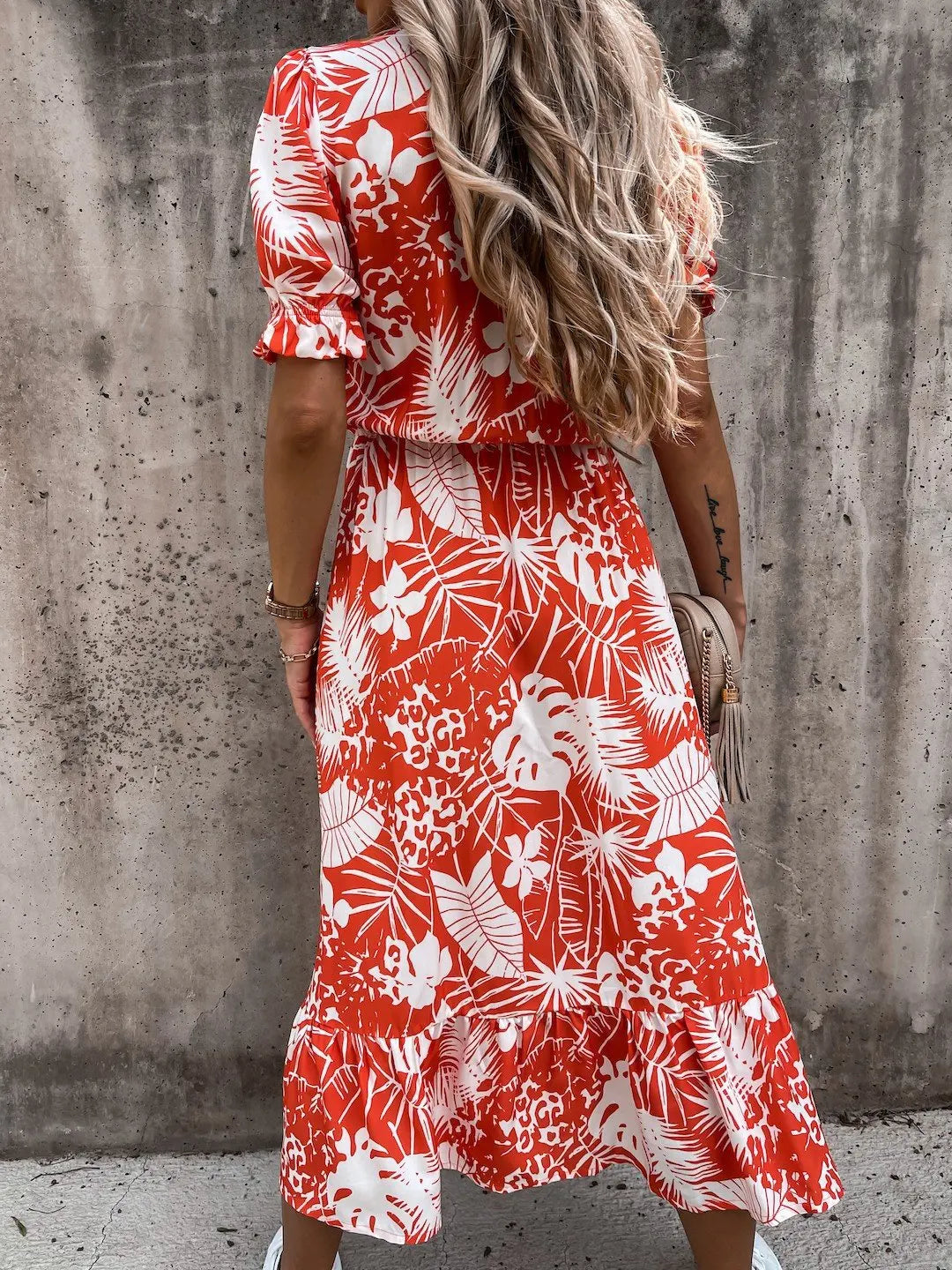 Summer Floral Print Dress Women V Neck Side Slit Long Dress Elegant Short Sleeve Button Slim Spring Female Party Dress Vestidos