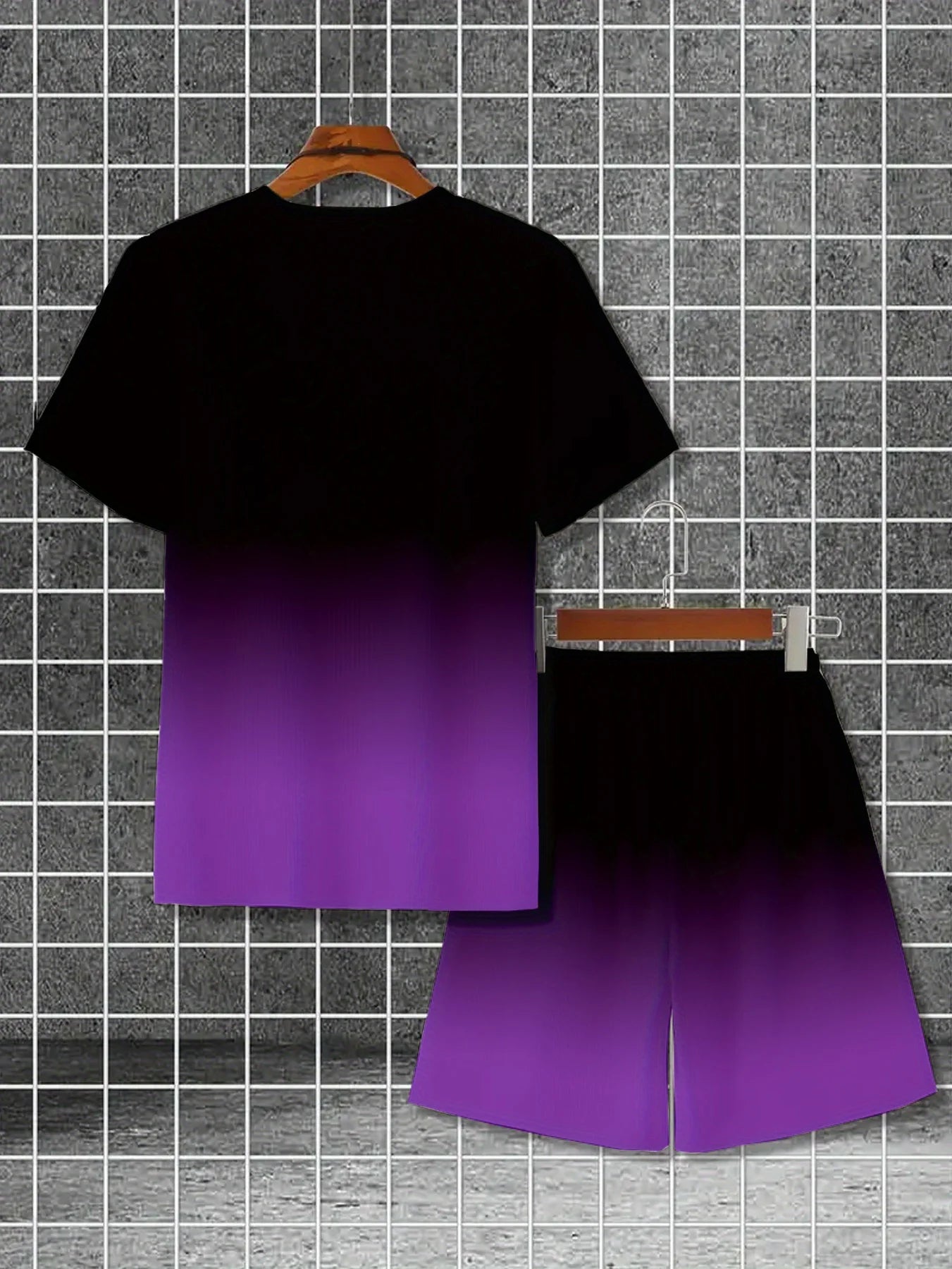 Summer 2025 new men's suit, outdoor style short sleeve and shorts set, drawstring shorts, polyester men's wear