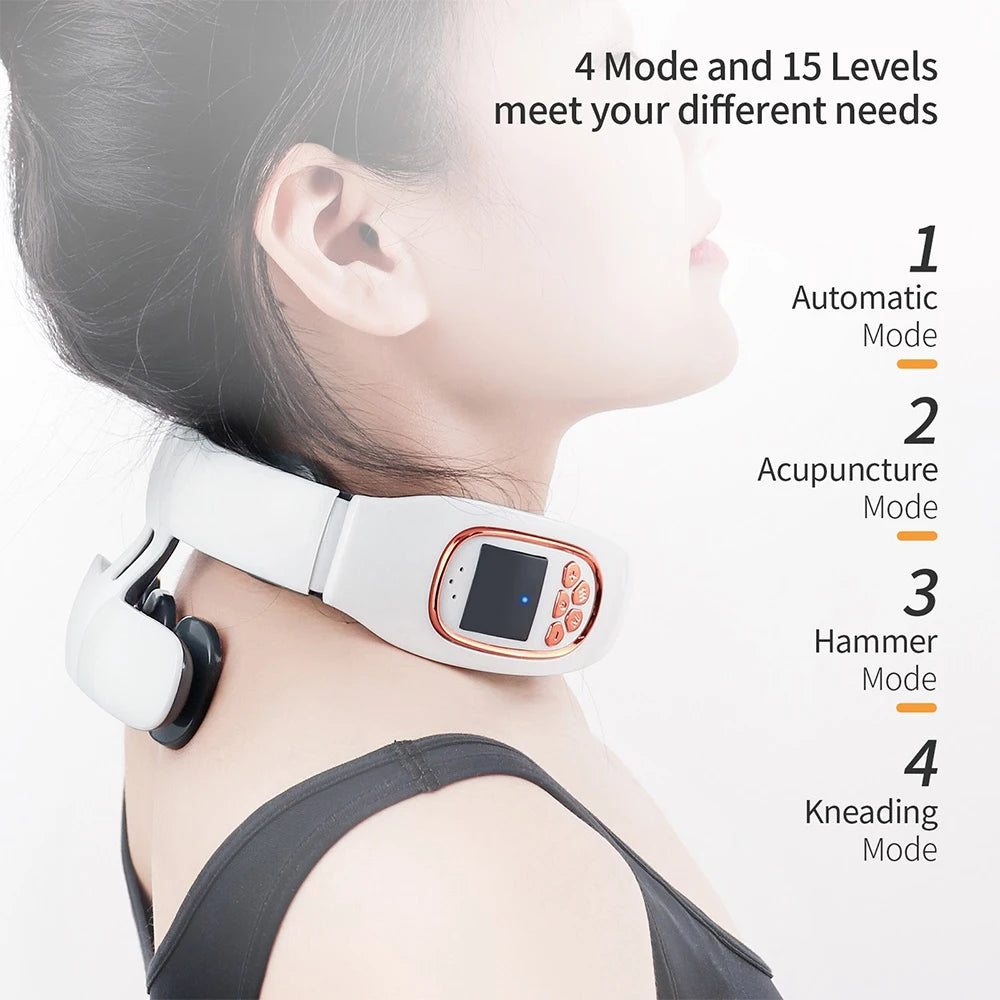 Pulse Neck Massager Heat Pain Relief Cordless Intelligent Deep Tissue Trigger Point Massage Shoulder Cervical Massager