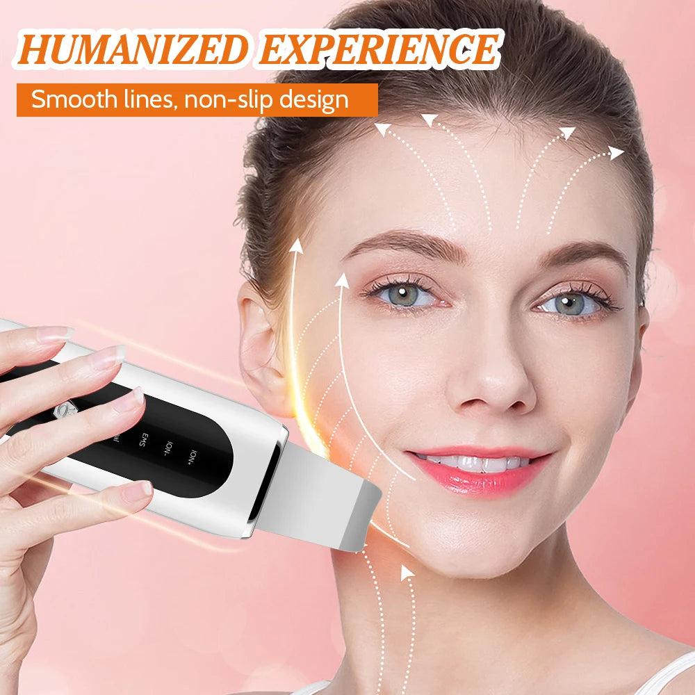 EMS Ultrasonic Cleaner Set Skin Scrubber Face Lifting Spatula Blackhead Remover Shovel Acne Pore Cleaning Facial Skin Care
