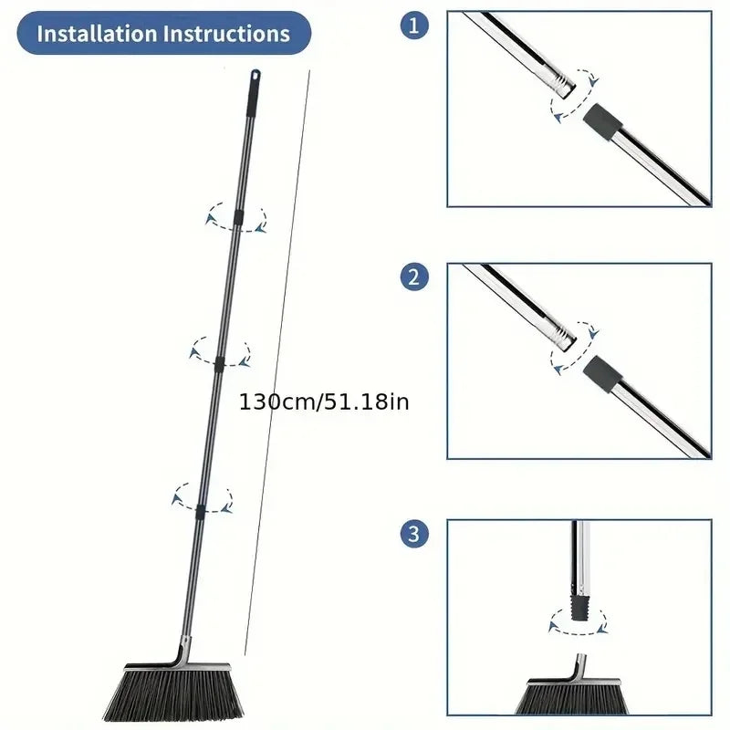 Heavy-Duty Broom Outdoor for Courtyard Garage Lobby Mall Market Floor Kitchen Room Office Pet Hair Rubbish Cleaning