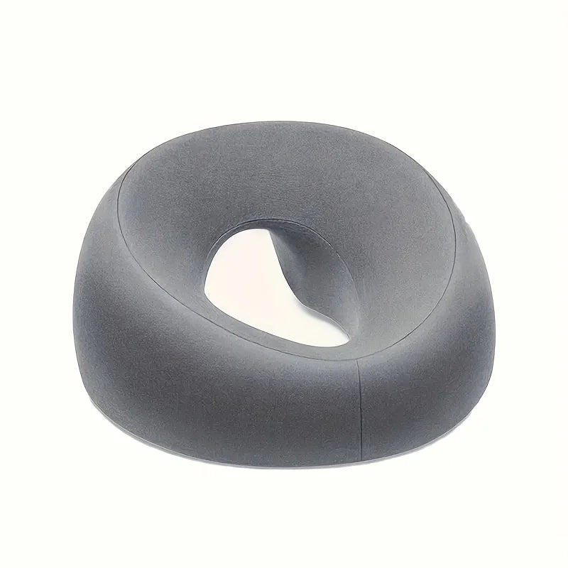 Soft O-shaped ringed pillow for spas and salons - grey interior, multi-purpose facial mat with zipper closure pillow