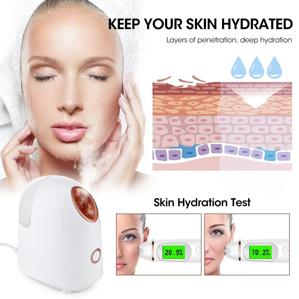 Face Steamer Humidifier Hot & Cold Nano Mist Sprayer SPA Facial Nebulizer Steamer Moisturizing Beauty Device Face Skin Care