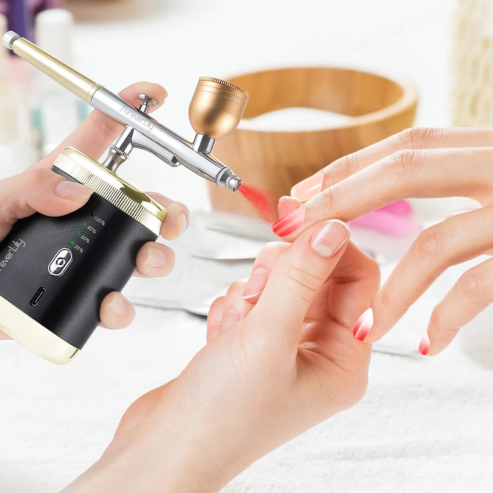 30Psi High Pressure 3 Levels Portable Airbrush For Nails Art Paint Facial Makeup Cake Pastry Painting Hair Dyeing Nano Spray Gun