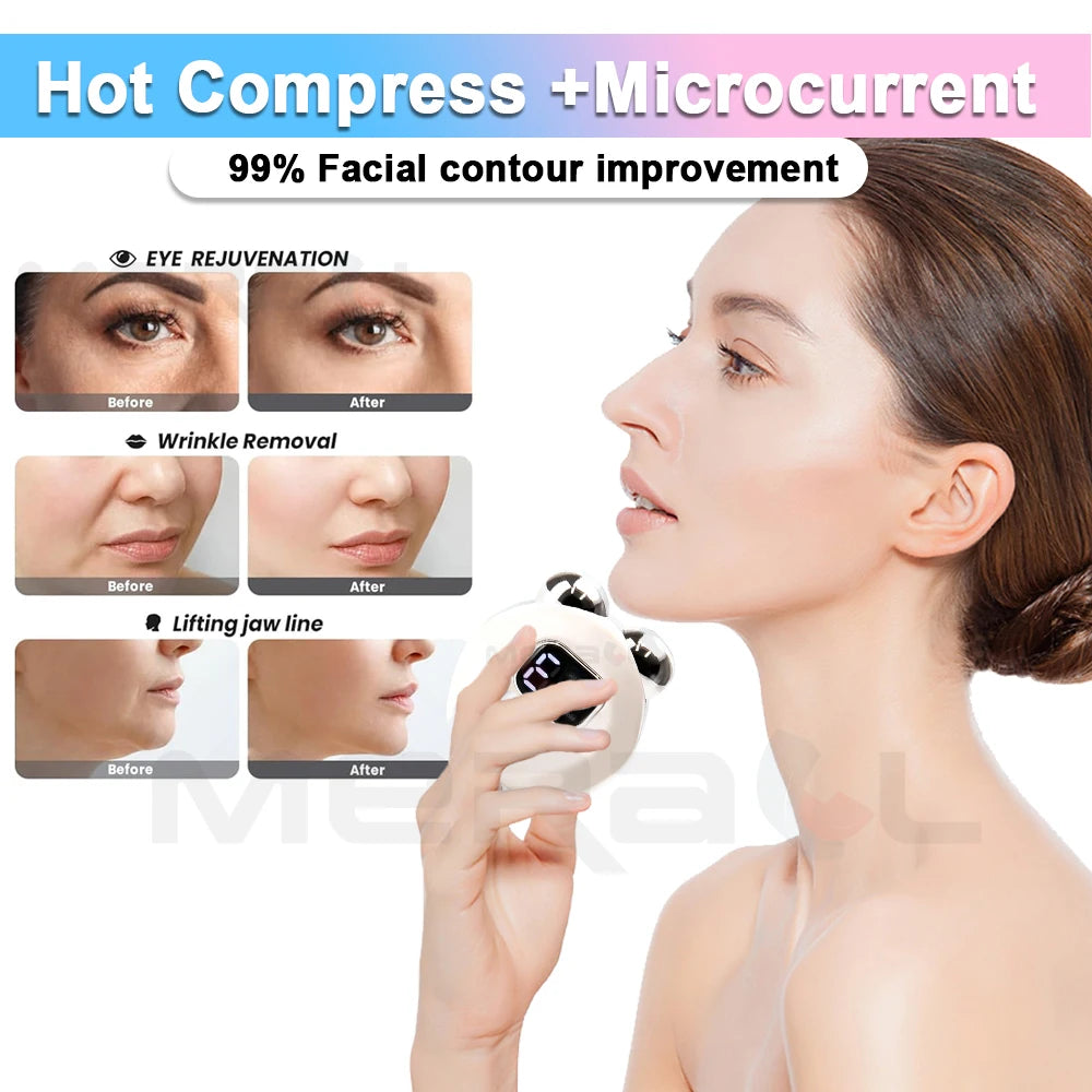 Face Lifting Device EMS Face Massager Skin Tightening Microcurrent Roller Facial Anti Wrinkle Neck Lift Massage Skin Beauty
