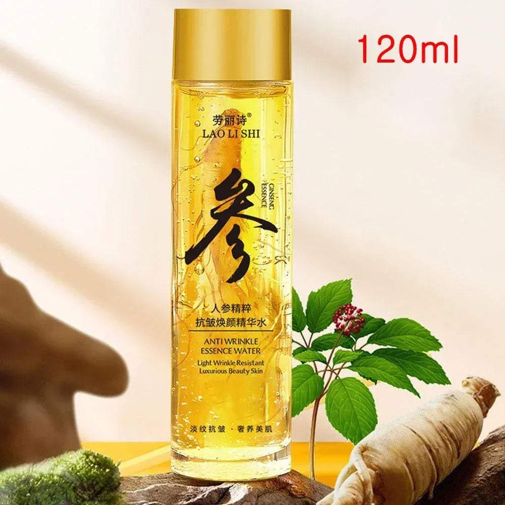 Gold Ginseng Face Essence Polypeptide Lightning Moisturizing Smoothing Facial Serum for Skin Care 120ml/30ml Ginseng Toner