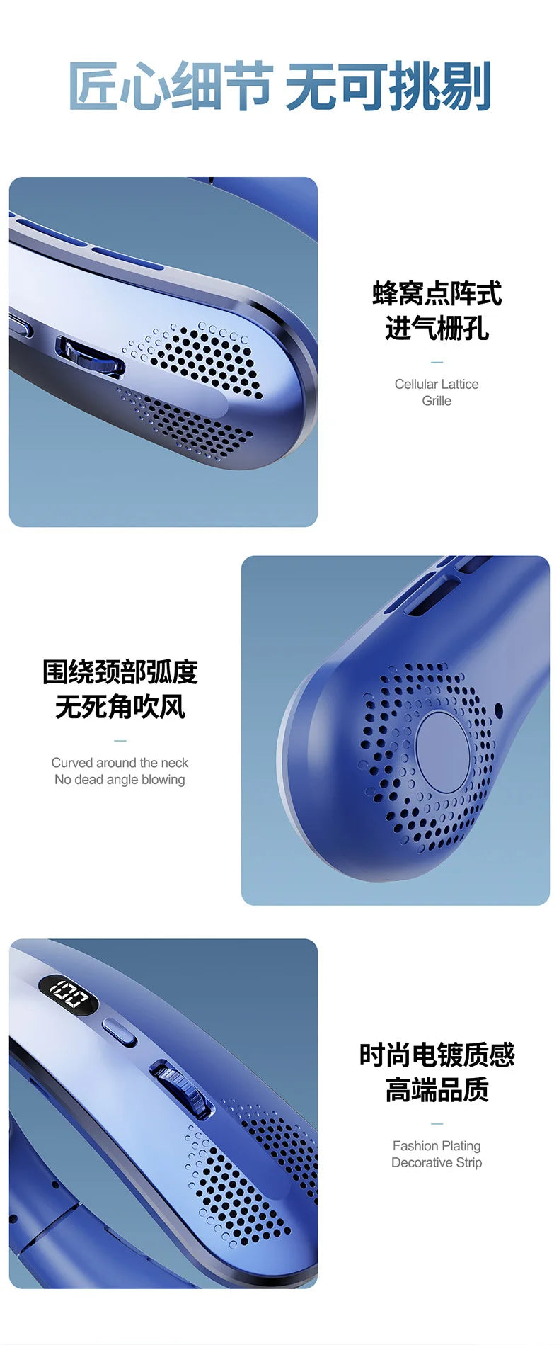 Xiaomi Youpin USB Hanging Neck Fan Portable Bladeless Mini Rechargeable Mute LED Digital Display Electric Fans Air Cooler New Mi