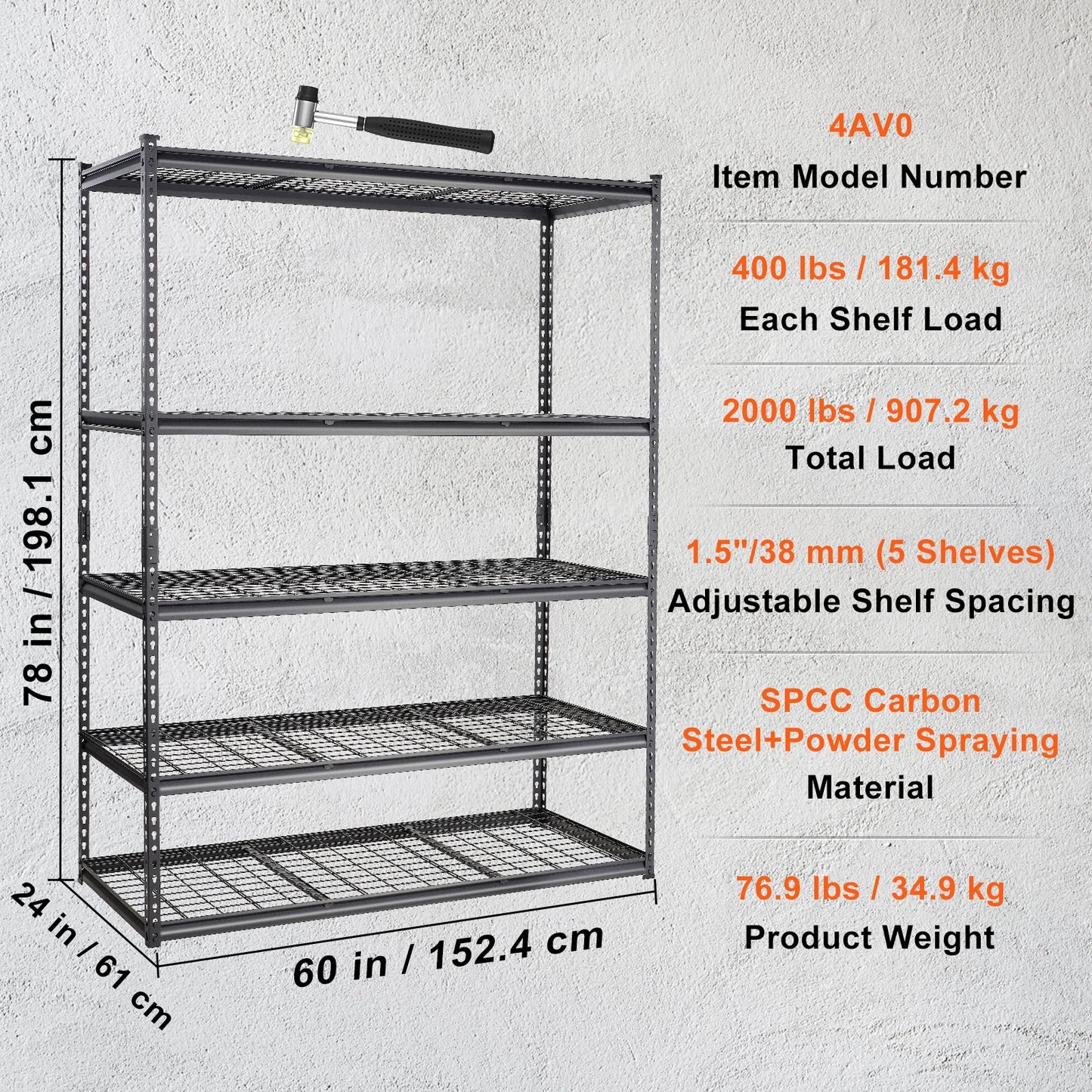 SucceBuy 5-Tier Adjustable 2000 lbs Storage Shelving Unit Heavy Garage Shelves Organizer Wire Rack for Kitchen Pantry Basement