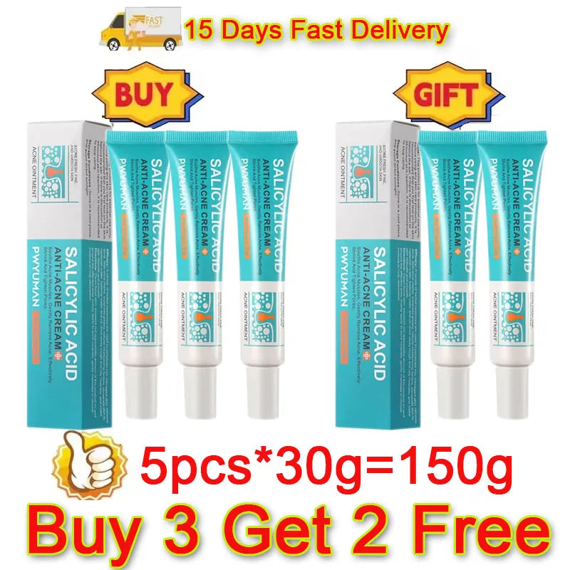 Acne Removal Cream Salicylic Acid Anti-Acne Fade Redness Pimple Scar Gel Shrink Pore Whitening Moisturizing Facial Skin Care 30G