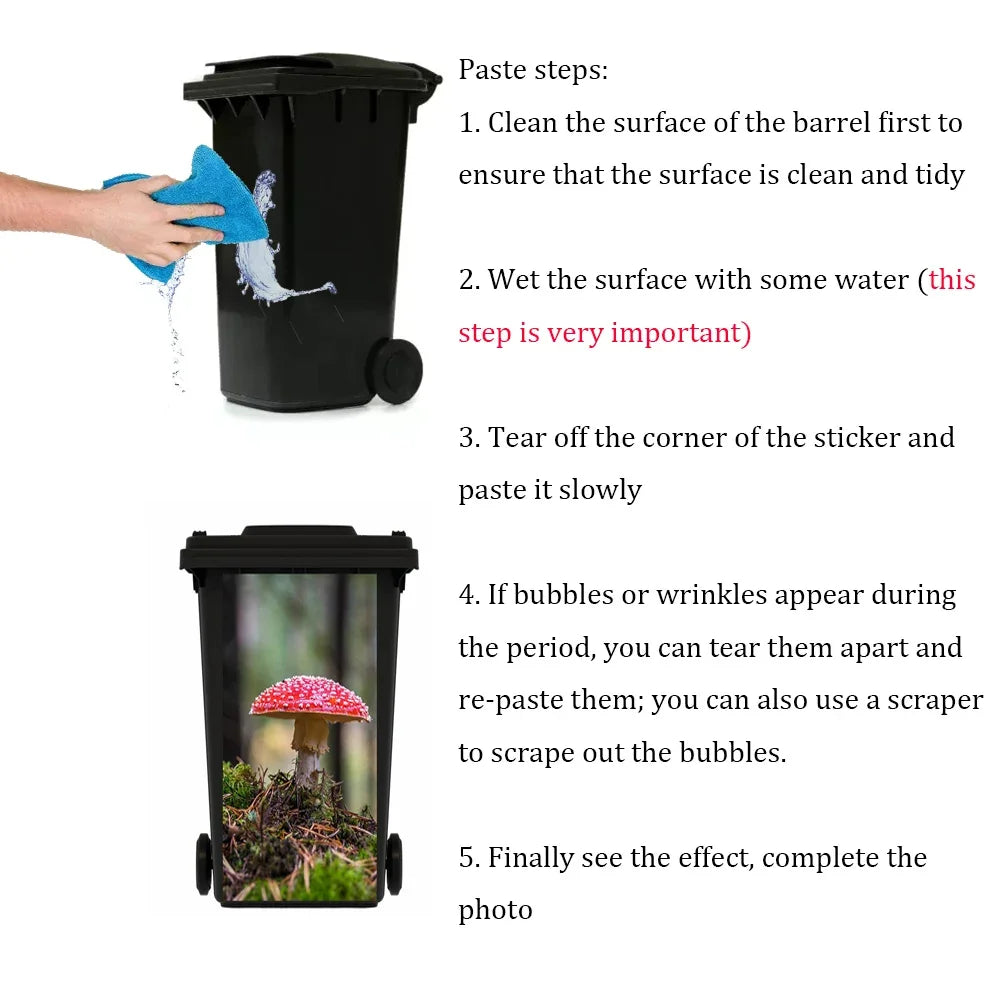 Custom Size Self-adhesive PVC Trash Can Sticker Waterproof Wallpaper Garbage Bin Renovation Cover Decal Mural For Kitchen Decor
