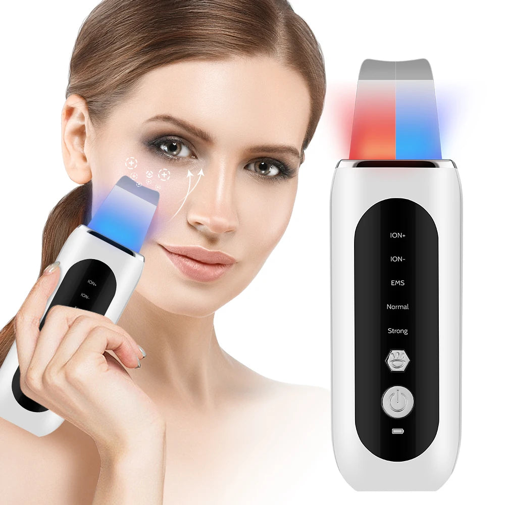 EMS Ultrasonic Cleaner Set Skin Scrubber Face Lifting Spatula Blackhead Remover Shovel Acne Pore Cleaning Facial Skin Care
