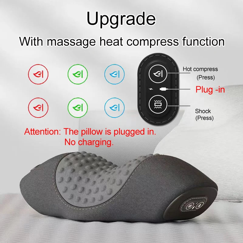 Electric Neck Massage Pillow Heating Vibration Neck Massager Back Cervical Traction Relax Sleeping Memory Foam Spine Support