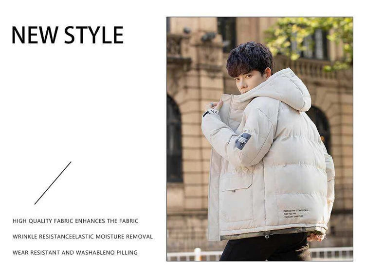 New Winter Men's Jackets Tide Korean Parkas Trend of Padded Thickened Bread Clothing Warm Couples Wear Cotton Coat